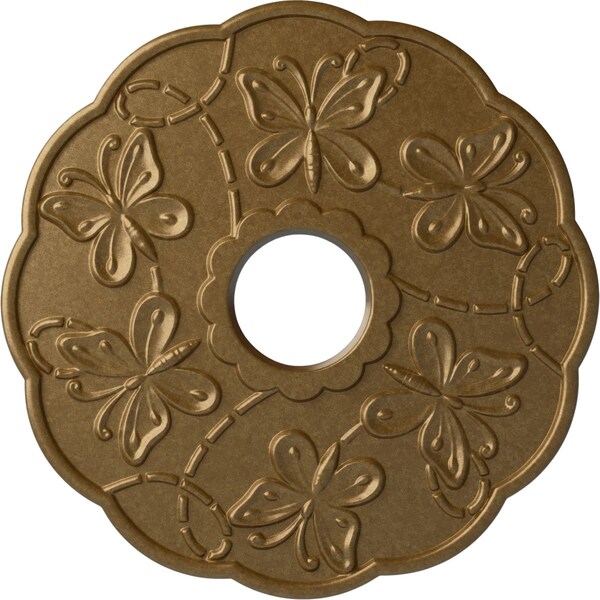 Ekena Millwork Terrones Butterfly Ceiling Medallion (Canopies up to 3 7/8"), 17 7/8"OD x 3 7/8"ID x 1"P, Pale Gold CM17TSPAS - main
